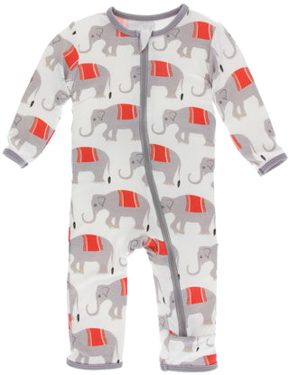 KicKee Pants Natural Indian Elephant Coverall with Zipper, Kickee Pants, Black Friday, cf-size-12-18-months, cf-type-coverall, cf-vendor-kickee-pants, CM22, Coverall, Coverall with Zipper, Cy