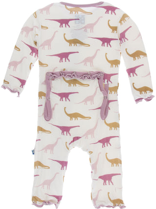 KicKee Pants Natural Sauropods Muffin Ruffle Coverall with Zipper, KicKee Pants, Black Friday, CM22, Coverall with Zipper, Cyber Monday, Els PW 5060, Els PW 8258, End of Year, End of Year Sal