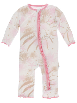 KicKee Pants Natural Sea Garden Muffin Ruffle Coverall with Zipper, KicKee Pants, CM22, Coverall, Coverall with Zipper, Els PW 5060, KicKee, KicKee Oceanography, KicKee Pants, KicKee Pants Co
