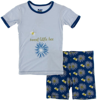 KicKee Pants Navy Cornflower and Bee S/S Pajama Set with Shorts, KicKee Pants, Botany, CM22, Els PW 5060, KicKee, KicKee Botany, KicKee Pants, KicKee Pants Botany, KicKee Pants Navy Cornflowe
