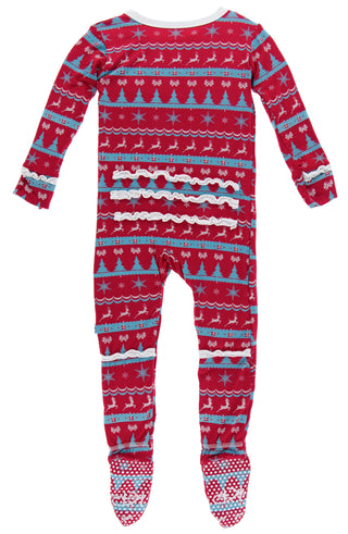 KicKee Pants Nordic Print Layette Ruffle Footie with Zipper, KicKee Pants, All Things Holiday, Black Friday, Christmas, Christmas in July, CM22, Cyber Monday, Els PW 8258, End of Year, End of