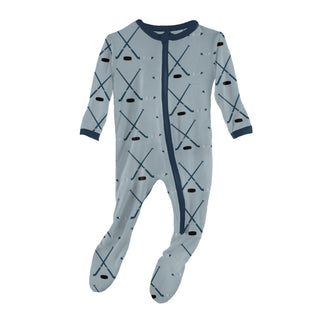 KicKee Pants Pearl Blue Hockey Footie with Zipper, KicKee Pants, CM22, Footie, Footie with Zipper, KicKee, KicKee Footie, KicKee Footie with Zipper, KicKee Pants, KicKee Pants Footie, KicKee 