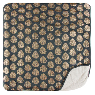 KicKee Pants Pewter Pinecones Sherpa-Lined Throw Blanket, KicKee Pants, All Things Holiday, Christmas, KicKee, KicKee Pants, KicKee Pants Large Throw Blanket, KicKee Pants Pewter Pinecones, K
