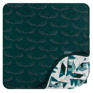 KicKee Pants Pine Deer Rack / Natural Cabins and Tents Quilted Throw Blanket, KicKee Pants, KicKee, KicKee Pants, KicKee Pants Fish and Wildlife, KicKee Pants Natural Cabins and Tents, KicKee