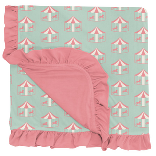 KicKee Pants Pistachio Carousel Ruffle Stroller Blanket, KicKee Pants, CM22, KicKee, KicKee Pants, KicKee Pants County Fair, KicKee Pants Pistachio Carousel, KicKee Pants Pistachio Carousel R