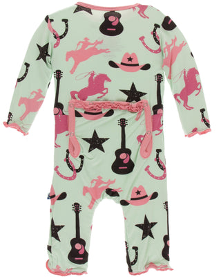 KicKee Pants Pistachio Cowboy Muffin Ruffle Coverall with Zipper, KicKee Pants, CM22, Coverall, Coverall with Zipper, Coveralls, Fitted Coverall, KciKee Coverall, KicKee, KicKee Agriculture, 