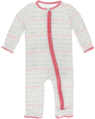 KicKee Pants Pistachio Southwest Muffin Ruffle Coverall with Zipper, KicKee Pants, CM22, Coverall, Coverall with Zipper, Coveralls, Fitted Coverall, KciKee Coverall, KicKee, KicKee Agricultur