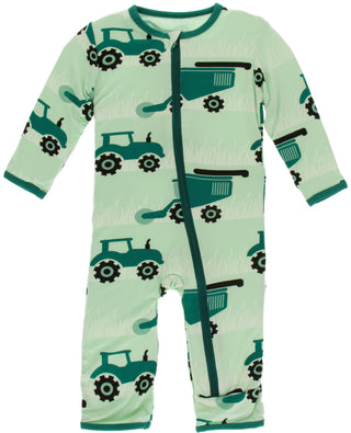 KicKee Pants Pistachio Tractors and Wheat Coverall with Zipper, KicKee Pants, CM22, Coverall, Coverall with Zipper, Coveralls, Fitted Coverall, KciKee Coverall, KicKee, KicKee Agriculture, Ki
