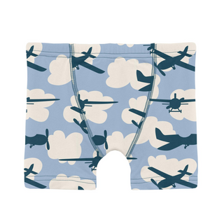 KicKee Pants boys' Pond Airplanes boxer briefs with colorful airplane print and comfortable elastic waistband.