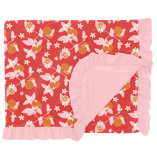 KicKee Pants Poppy Orange Blossom Double Ruffle Print Throw Blanket, KicKee Pants, KicKee, KicKee Pants, KicKee Pants Double Ruffle Print Throw Blanket, KicKee Spring Anniversary 23, Poppy Or