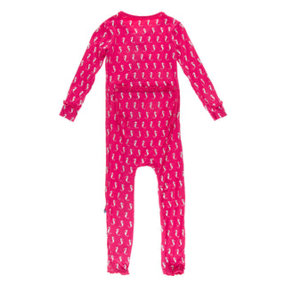 KicKee Pants Prickly Pear Mini Seahorses Muffin Ruffle Coverall with Zipper, KicKee Pants, Coverall, Coverall with Zipper, Coveralls, Fitted Coverall, KciKee Coverall, KicKee, KicKee Coverall