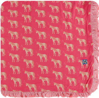KicKee Pants Red Ginger Unicorns Ruffle Toddler Blanket, KicKee Pants, CM22, KicKee, KicKee Pants, KicKee Pants Red Ginger Unicorns, KicKee Pants Red Ginger Unicorns Ruffle Toddler Blanket, K