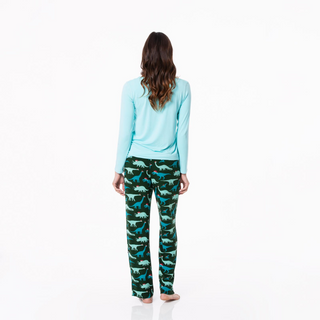 KicKee Pants Santa Dinos Women's L/S Loosey Goosey Tee & Pant Set, KicKee Pants, All Things Holiday, CM22, Jolly Holiday Sale, KicKee, KicKee Pants, KicKee Pants Winter Celebrations 2021, Kic