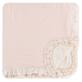 KicKee Pants Sherpa-Lined Double Ruffle Toddler Blanket - Macaroon w/Everyday Heroes Sweet Stripe, KicKee Pants, CM22, KicKee, KicKee Pants Everyday Heroes, KicKee Pants Everyday Heroes Sweet