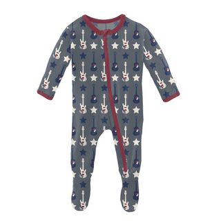 KicKee Pants Slate Guitars and Stars Footie with Zipper, KicKee Pants, CM22, Footie, Footie with Zipper, KicKee, KicKee Footie, KicKee Footie with Zipper, KicKee Pants, KicKee Pants County Fa