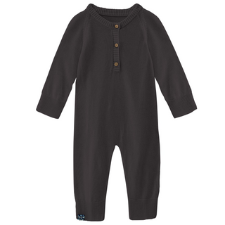KicKee Pants Solid Midnight Knitted Henley Romper, KicKee Pants, CM22, KicKee Pants, KicKee Pants Henley Romper, KicKee Pants Knitted Henley Romper, KP Road Trip, Midnight, Outfit Sets - Basi