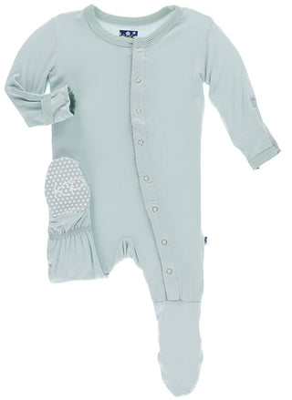KicKee Pants Solid Spring Sky Footie with Snaps, Kickee Pants, Black Friday, CM22, Cyber Monday, Els PW 8258, End of Year, End of Year Sale, Footie, Footie with Snaps, KicKee, KicKee Footie, 