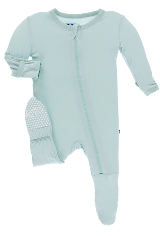 KicKee Pants Solid Spring Sky with Zipper, KicKee Pants, Bamboo Footie, CM22, Footie, Footie with Zipper, Gender Neutral Footie, KicKee, KicKee Footie, KicKee Footie with Zipper, KicKee Pants