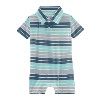 KicKee Pants Sport Stripe Polo Romper, KicKee Pants, CM22, KicKee, KicKee Pants, KicKee Pants Polo Romper, KicKee Pants Sport Stripe, KicKee Pants Sport Stripe Polo Romper, KP Sports, Polo Ro
