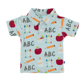 KicKee Pants Spring Sky First Day of School S/S Polo, KicKee Pants, CM22, KicKee, KicKee Pants, KicKee Pants Everyday Celebrations, KicKee Pants First Day of School, KicKee Pants Polo, KicKee