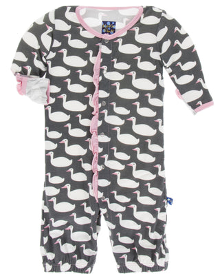 KicKee Pants Stone Geese Ruffle Layette Gown Converter & Double Knot Hat Set, KicKee Pants, Baby Clothing, Baby Gift, Baby Shower, Baby Shower Gift, CM22, Girls, KicKee Pants, KicKee Pants An