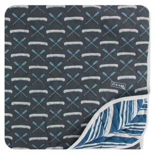 KicKee Pants Stone Paddles and Canoe / Fishing Stripe Quilted Throw Blanket, KicKee Pants, KicKee, KicKee Pants, KicKee Pants Fish and Wildlife, KicKee Pants Fishing Stripe, KicKee Pants Quil