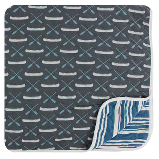 KicKee Pants Stone Paddles and Canoe / Fishing Stripe Quilted Toddler Blanket, KicKee Pants, KicKee, KicKee Pants, KicKee Pants Fish and Wildlife, KicKee Pants Fishing Stripe, KicKee Pants Qu