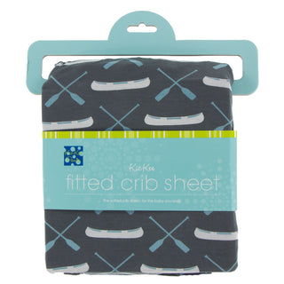 KicKee Pants Stone Paddles and Canoe Fitted Crib Sheet, KicKee Pants, CM22, Crib Sheet, KicKee, KicKee Pants, KicKee Pants Crib Sheet, KicKee Pants Fish and Wildlife, KicKee Pants Fitted Crib