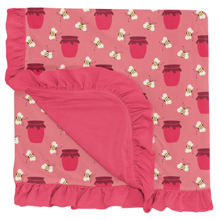 KicKee Pants Strawberry Bees and Jam Ruffle Stroller Blanket, KicKee Pants, CM22, KicKee, KicKee Pants, KicKee Pants County Fair, KicKee Pants Ruffle Stroller Blanket, KicKee Pants Strawberry