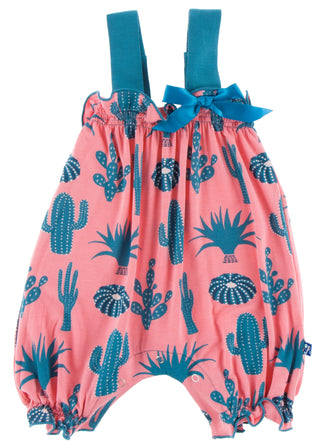 KicKee Pants Strawberry Cactus Gathered Romper, KicKee Pants, Cactus, CM22, Gathered Romper with Bow, KicKee, KicKee Cancun, KicKee Pants, KicKee Pants Cactus, KicKee Pants Cancun, KicKee Pan