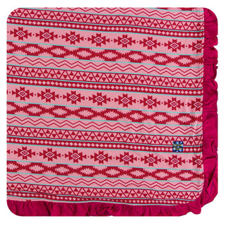 KicKee Pants Strawberry Mayan Pattern Ruffle Toddler Blanket, KicKee Pants, CM22, KicKee, KicKee Cancun, KicKee Pants, KicKee Pants Cancun, KicKee Pants Ruffle Toddler Blanket, KicKee Pants S