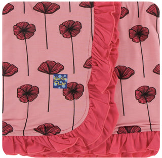KicKee Pants Strawberry Poppies Ruffle Stroller Blanket, KicKee Pants, Botany, CM22, KicKee, KicKee Botany, KicKee Pants, KicKee Pants Botany, KicKee Pants Ruffle Stroller Blanket, KicKee Pan