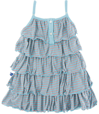 KicKee Pants Strawberry Stripe Tiered Ruffle Dress, KicKee Pants, CM22, Dress, KicKee, KicKee Dress, KicKee Pants, KicKee Pants Sea to Shing Sea, KicKee Pants Sea to Shining Sea, KicKee Pants