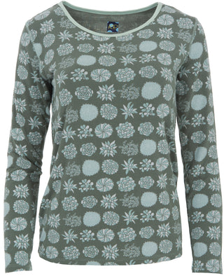 KicKee Pants Succulent Plants Long Sleeve Loosey Goosey Tee, KicKee Pants, CM22, Kenya, KicKee, KicKee Pants, KicKee Pants Kenya, KicKee Pants Kenya Collection, KicKee Pants Loosey Goosey Tee