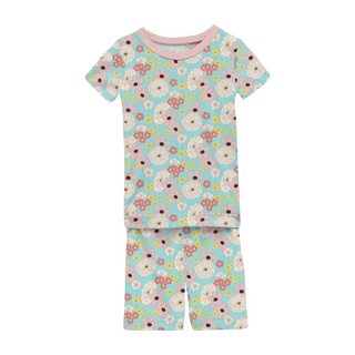 KicKee Pants Summer Sky Flower Power S/S Pajama Set with Shorts, KicKee Pants, KicKee, kickee Pajama Set, KicKee Pajama Set with Shorts, KicKee Pajamas, KicKee Pants, KicKEe Pants Pajama Set,