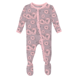 KicKee Pants Sweet Pea Poppies Classic Ruffle Footie with Zipper, KicKee Pants, CM22, Footie, Footie with Zipper, KicKee, KicKee Footie, KicKee Footie with Zipper, KicKee Pants, KicKee Pants 