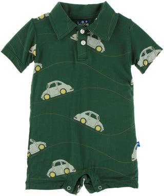 KicKee Pants Topiary Italian Car Polo Romper, KicKee Pants, Black Friday, CM22, Cyber Monday, Els PW 8258, End of Year, End of Year Sale, KicKee, KicKee Pants, KicKee Pants Polo Romper, KicKe