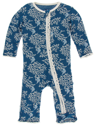 KicKee Pants Twilight Coral Fans Muffin Ruffle Coverall with Zipper, KicKee Pants, CM22, Coverall, Coverall with Zipper, Els PW 5060, KicKee, KicKee Oceanography, KicKee Pants, KicKee Pants C