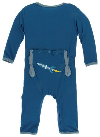 KicKee Pants Twilight Rocket Applique Coverall with Zipper, KicKee Pants, CM22, Coverall, KicKee Pants, KicKee Pants Applique Coverall with Zipper, KicKee Pants Astronomy, KicKee Pants Covera