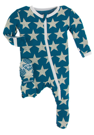 KicKee Pants Vintage Stars Footie with Zipper, KicKee Pants, CM22, Footie with Zipper, KicKee, KicKee Pants, KicKee Pants Everyday Celebrations, KicKee Pants Footie, KicKee Pants Footie with 