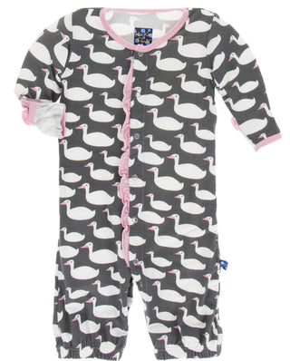KicKee Pants Stone Geese Ruffle Layette Gown Converter & Double Knot Hat Set, KicKee Pants, Baby Clothing, Baby Gift, Baby Shower, Baby Shower Gift, CM22, Girls, KicKee Pants, KicKee Pants An