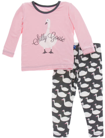 KicKee Pants Stone Geese 2pc Long Sleeve Pajama Set, KicKee Pants, CM22, Girls, Girls Pajamas, KicKee Pajamas, KicKee Pants, KicKee Pants Anniversary, KicKee Pants Anniversary Fall, KicKee Pa