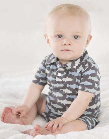 KicKee Pants Stone Trout Polo Romper Basically Bows Bowties