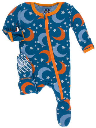 KicKee Pants Twilight Moon and Stars Footie with Zipper, KicKee Pants, CM22, Footie with Zipper, KicKee, KicKee Pants, KicKee Pants Anniversary Spring, KicKee Pants Footie, KicKee Pants Footi