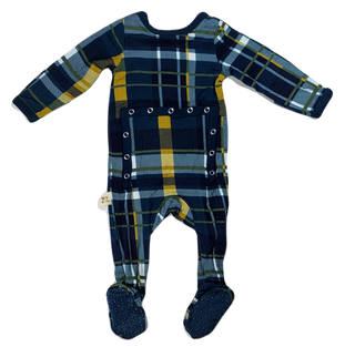Kozi & Co Hunter & Gold Plaid Footie with Snaps, Kozi & co, All Things Holiday, Christmas in July, CM22, Cyber Monday, Els PW 8258, End of Year, End of Year Sale, Footie with Snaps, Hunter & 
