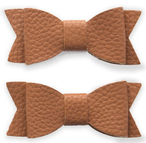 Baby Bling Leather Bow Tie Clip Set - Camel, Baby Bling, Alligator Clip, Alligator Clip Hair Bow, Baby Bling, Baby Bling Bows, Baby Bling Hair Bow Clips, Baby Bling Hair Clip Set, Baby Bling 