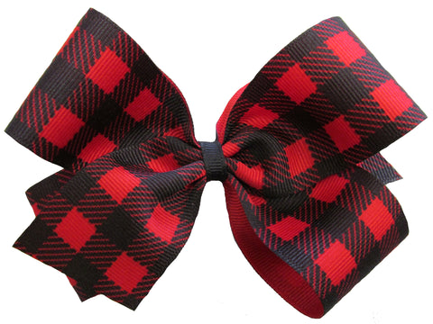 Large Buffalo Plaid Hair Bow on Clippie, Basically Bows & Bowties, Alligator Clip, Alligator Clip Hair Bow, Basically Bows & Bowties, basically bows and bowties hair bow xlarge, Buffalo Palid