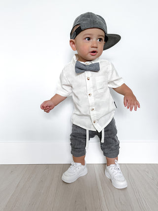 Little Bipsy Linen Button-Up Shirt - White, Little Bipsy Collection, cf-size-0-6-months, cf-type-apparel-&-accessories, cf-vendor-little-bipsy-collection, CM22, JAN23, LBSS22, Linen, Little B