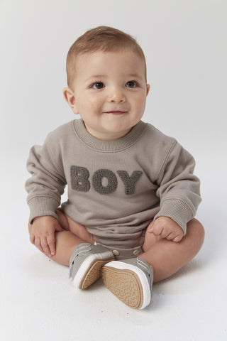 Le La Lo Boy Chenille Sweatshirt Romper - Baby, LE LA LO, Boy Chenille Sweatshirt - Mini, Boy Mama, Boy Mom, Boy Mom Sweatshirt, bubble romper, cf-size-12-18-months, cf-vendor-le-la-lo, LE LA