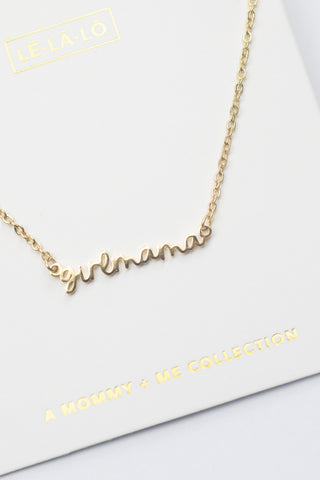 Le La Lo Ladies Script Necklace - Girl Mama, LE LA LO, cf-type-necklaces, cf-vendor-le-la-lo, Girl Mama, Girl Mama Necklace, Jewelry, LE LA LO, LE LA LO Bracelet, Mama, Mommy & Me Jewelry, Mo